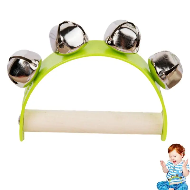 

Baby Hand Jingle Bells Wooden Jingle Bells Preschool Musical Instruments With Handles Party Holiday Bells Musical Shaking Toy