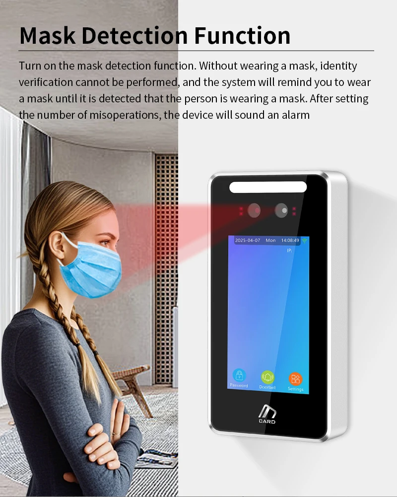 4 inch TCP/IP WIFI Dynamic Face Recognition Access Control Attendance Machine Fi