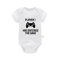 Funny Player 1 2 3 4 Has Entered the Game Baby Bodysuit 100% Cotton Newborn Boys Girls Clothes Summer Short Sleeve Jumpsuit 2