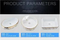 ชุดอ่างล้างหน้าเซรามิกสำหรับห้องน้ำ อ่างเซรามิกแบบวางบนเคาน์เตอร์ อ่างล้างหน้า ก๊อกน้ำห้องน้ำ ก๊อกผสมแบบกดปุ่ม 6