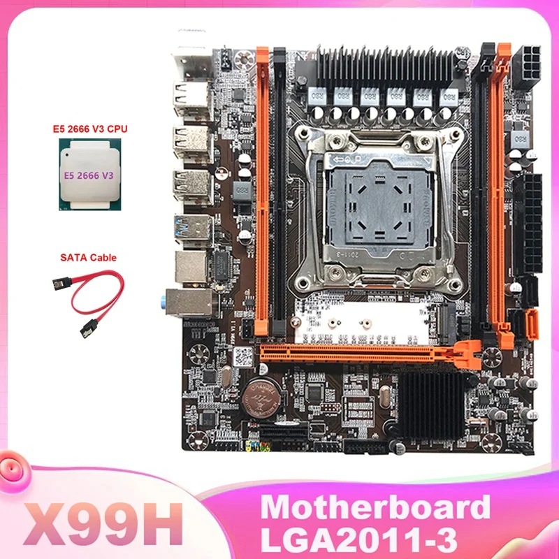 Carte mère X99H compatible avec processeur Xeon E5 2678 2666 série V3, 1 ensemble d
