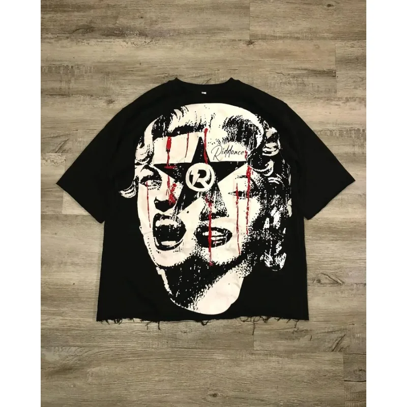 

Y2k Top Oversized Graphic T Shirts Goth Harajuku T Shirt Men Women Punk Hip Hop Graphic Print Tops Fashion Streetwear 2024 New