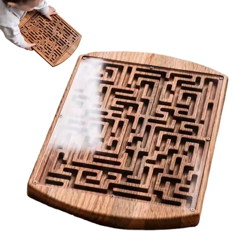 

Develop Intelligence Handheld Roll Over Ball Game Wooden Balance Educational Toys Balanced 3D Maze Intellect Board Toys For Kids