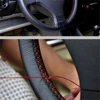 Leather Car Steering Wheel Cover Car Braid On The Steering Wheel 38 cm DIY Universal Auto Steering Wheel Cover Leather Case 4