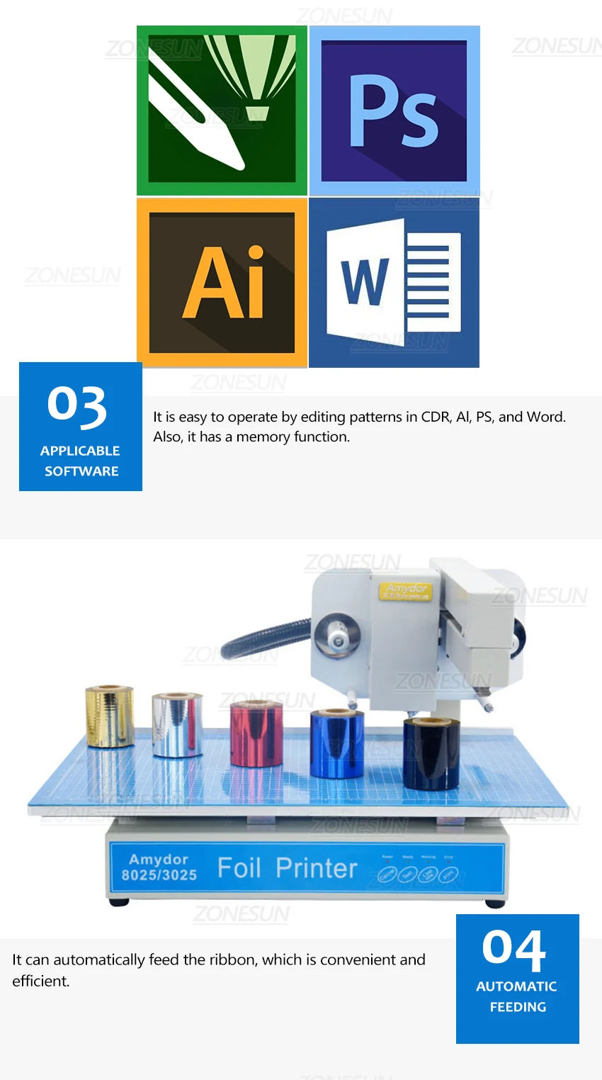 ZONESUN 3025 Цифровая автоматическая штамповочная машина Fddeing Принтер для фольги с подвижной пластиной