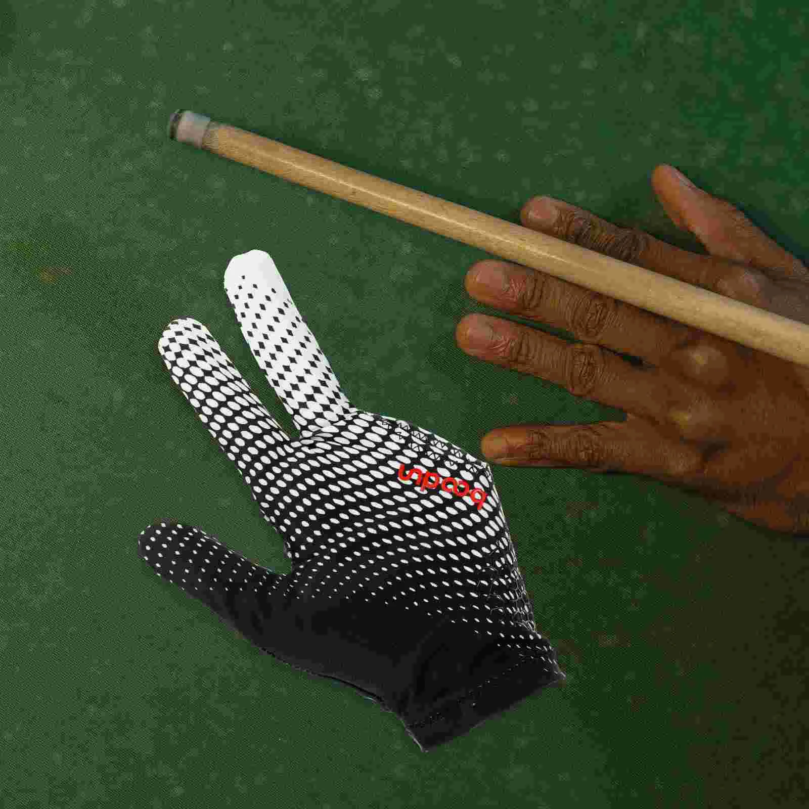 ThreeFinger AntiSlip Glove LightweightFabric ElasticWrist Fit MenWomen BilliardGlove PoolTable SnookerBall CueGame Entertainment