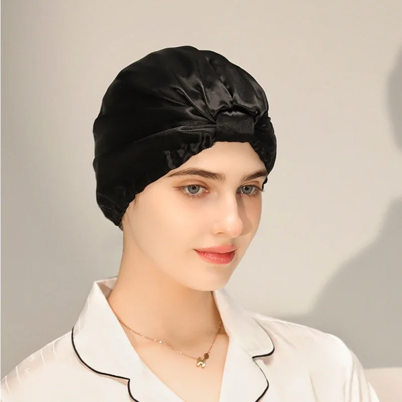 Pure Silk Night Caps Mulberry Silk Sleeping Bonnet Hair Loss Hat Natural Silk Turban For Hair Sleeping Silk Headwrap For Women 6
