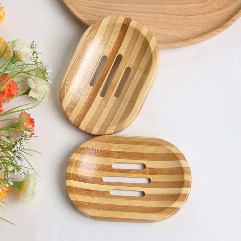 Wooden Natural Bamboo Soap Dishes Tray Holder Storage Soap Rack Plate Box Container Portable Bathroom Dish Storage Box soap holder shower soap tray soap dish rack