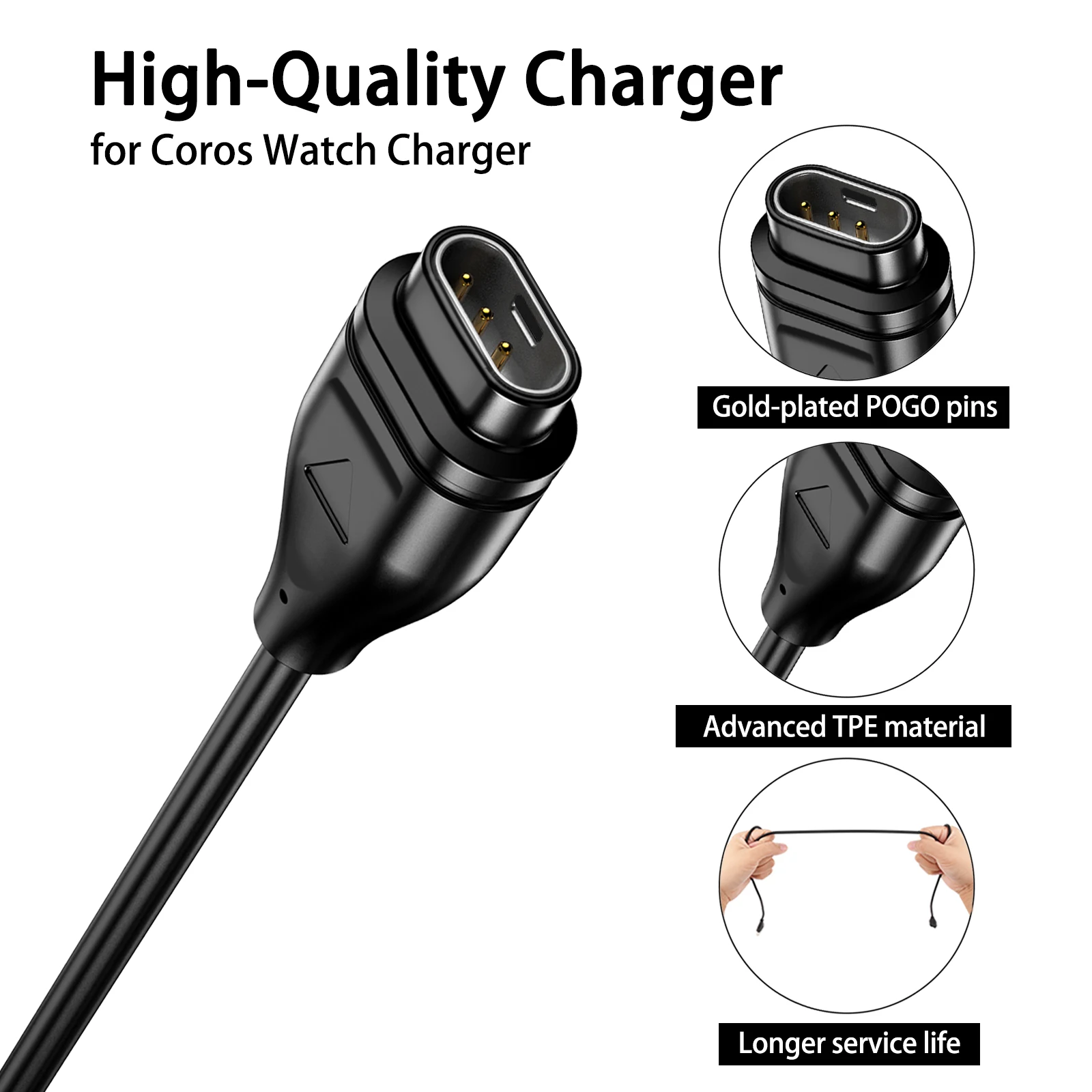 Universal USB Charging Cable for Coros Smart Watches - Durable and Efficient Charger for Coros Accessories