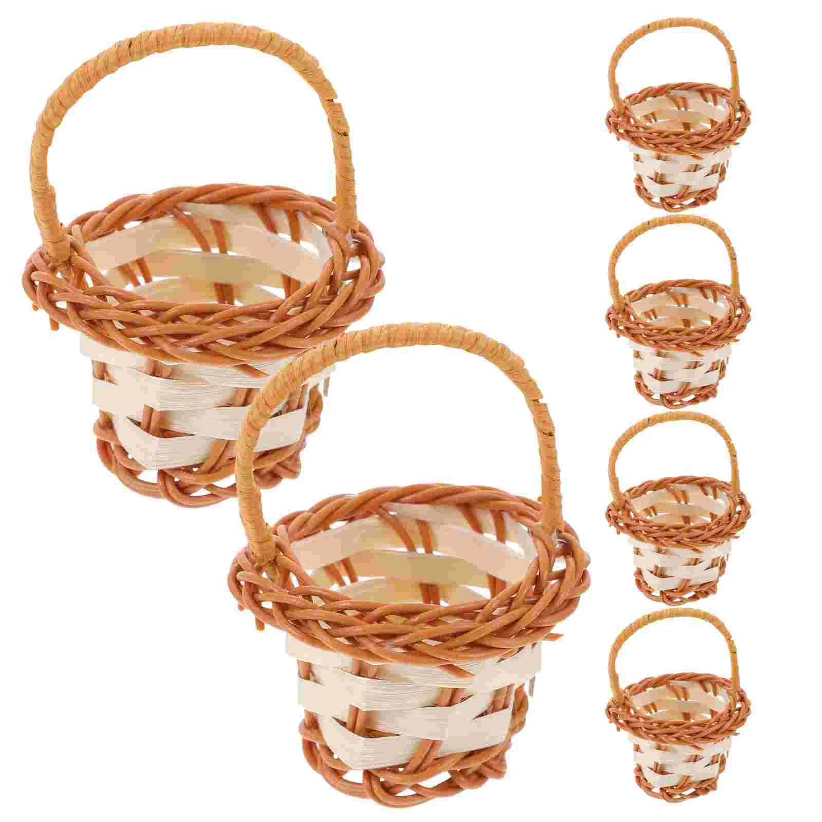 

6pcs Mini Woven Flower Baskets Mini Woven Basket Decor Miniature Woven Baskets with Handles