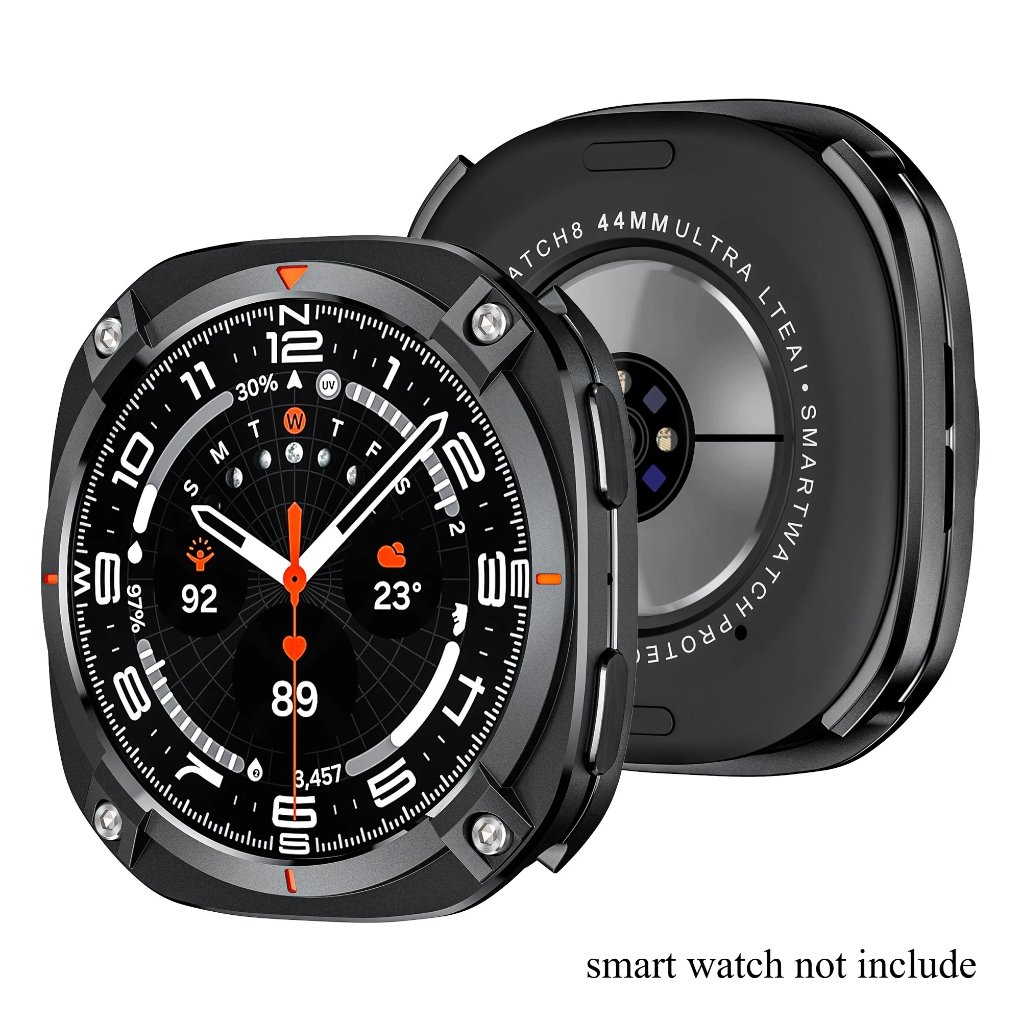 Enhanced Armor Metal Protective Bumper Case for Smartwatch - 44mm Premium Hard Frame Accessory Cover