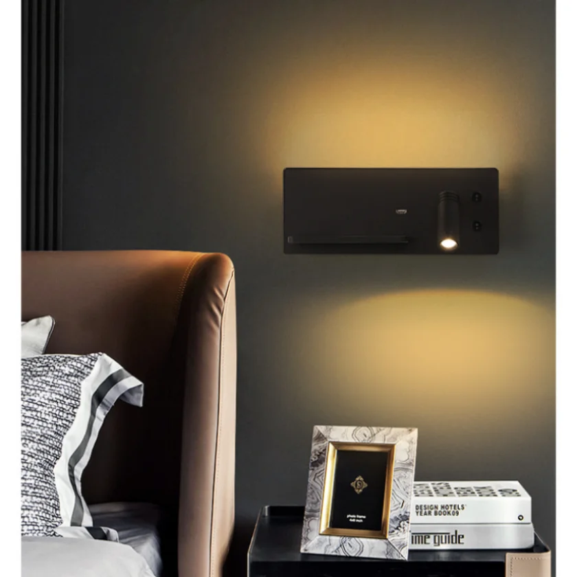 현대 호텔 벽 램프 Usb 무선 충전 Sconce 조명 독서 조명 장식 스포트라이트 배경 침실 머리맡 Led