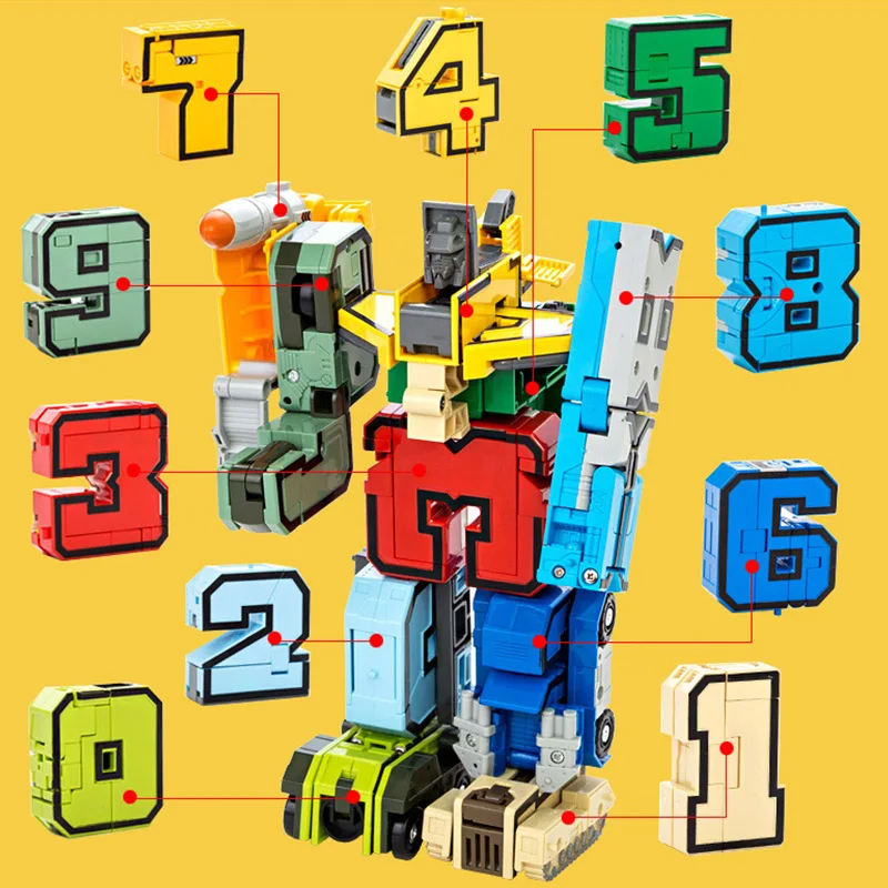 DIY Creative Building Blocks Educational Toys Assembling Action Figure Transformation Number Robot Deformation Robot Toy for Kid building blocks toys