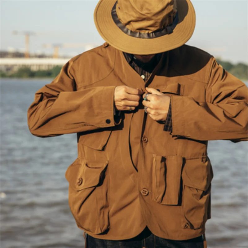 

Fishing Jacket Waterproof Stormsuit Retro Multi-bag Military Mountain Functional Tooling Outdoor Riding Cycling Camping Clothes