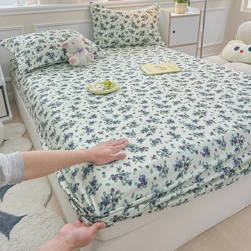 One Printed Single-piece Bed Hat ( Without Pillowcase) Mattress Cover Full Cover Dust-proof Anti-slip Bed Cover for All Seasons 4