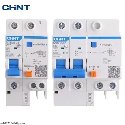 

CHINT Leakage Protection Household Air Switch Circuit Breaker NXBLE-63 1P+N 2P 3P 3P+N 4p Leakage Circuit Breakers