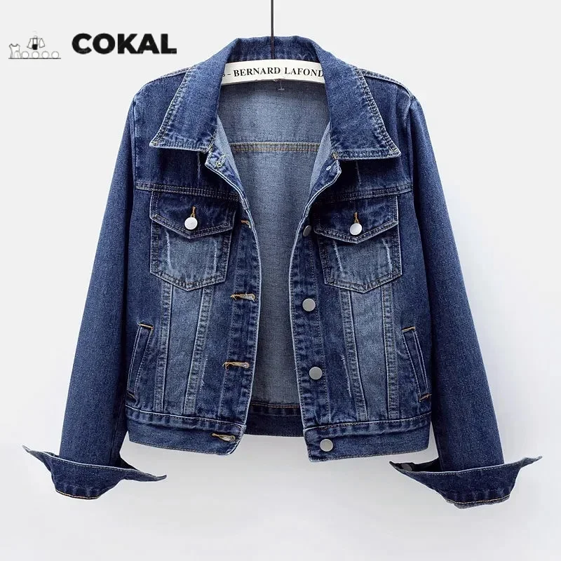 

2023 Spring Fall Loose Denim Coat Women's Jacket Long Sleeve coat Button Coat Jeans Jacket 5XL
