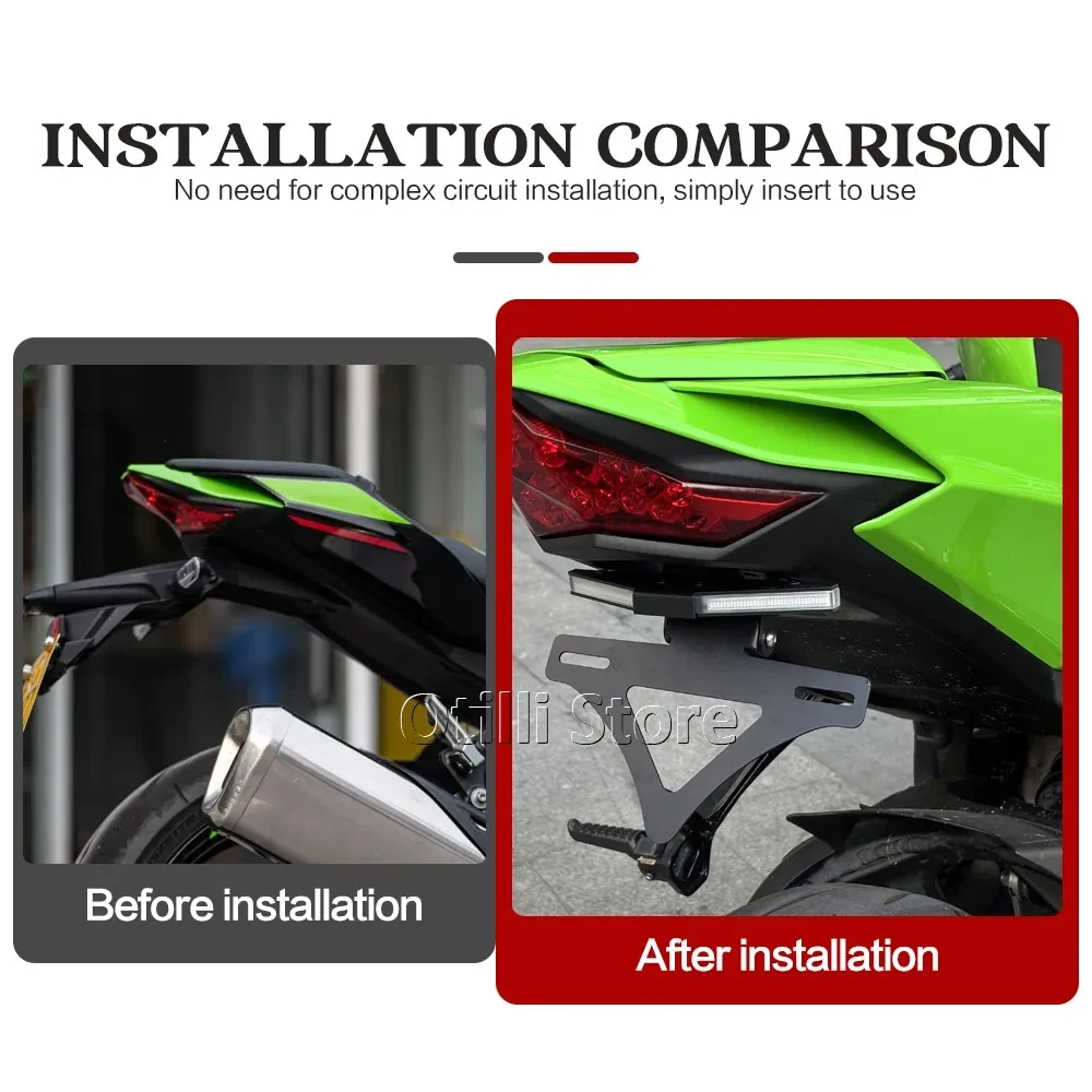 가와사키 닌자 ZX-10R ZX10R ZX10RR 2023 2024 2025 오토바이 후면 번호판 브래킷 홀더 LED 방향 지시등 포함