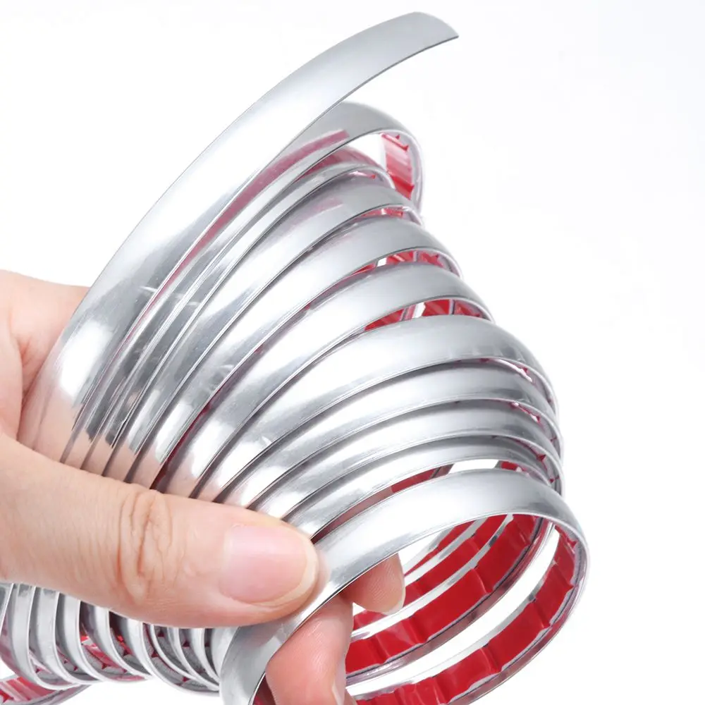 Chrome Moulding Trim Car Door Protector Stickers Strip Bumper Grill Car Anti-Collision Tape Door Edge Guard Plate Bright Sticker