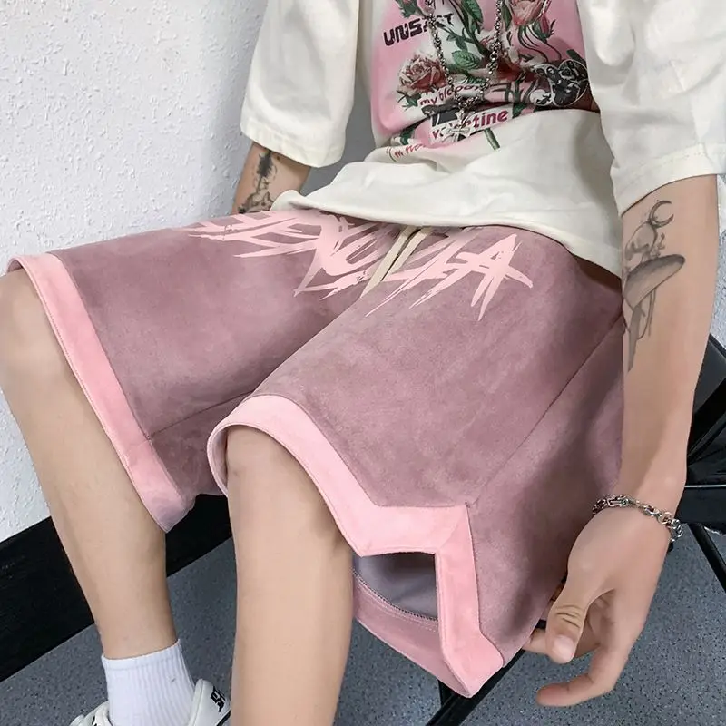 American Vintage Letter Sports Casual Shorts for Men and Summer Couples Versatile Loose Wide Leg Trendy Capris Trendy