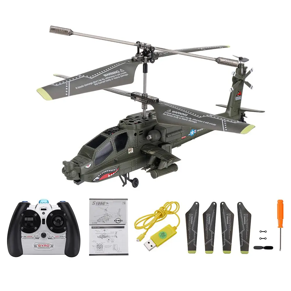 S109G 3.5CH Beast RC Helicopter RTF AH-64 Military Model Kids Toy 6