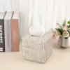 Rattan Nordic Square Tissue Boxes Storage Napkin Holder Paper Case Organizer Ornament Craft Desktop Tissue Holder Tissue Box 1
