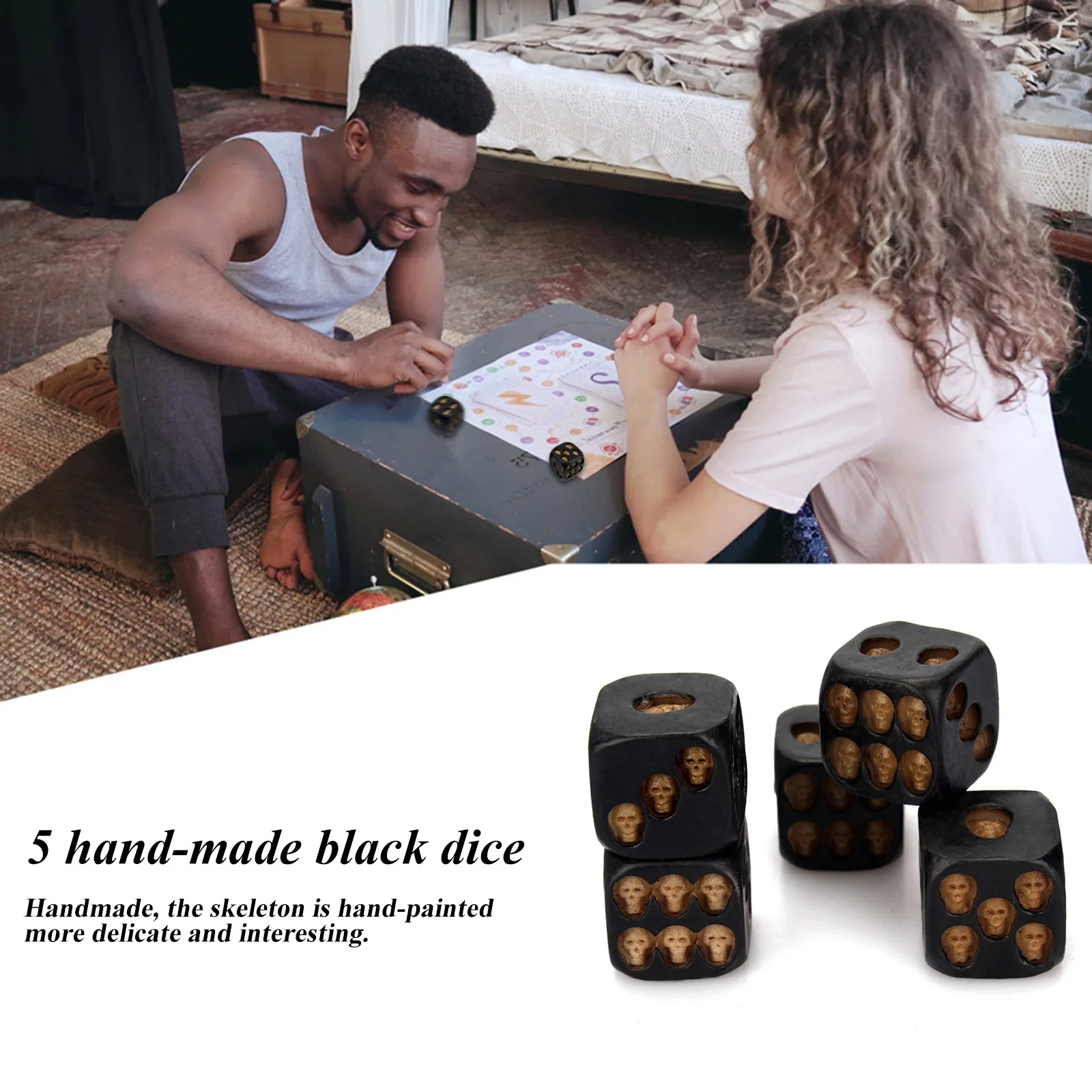 3D Skeleton Face Gaming Dice Gothic Style 5 Pieces Halloween Skull Dice Scary Novelty Table Decoration For Club Pub game dice dice set
