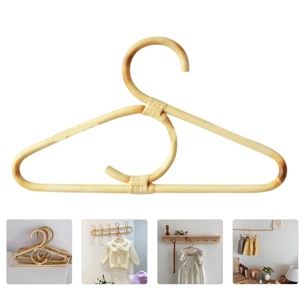 

Children Hanger Clothes Baby Drying Rack Wooden Coat Rattan Double Hooks Toddler