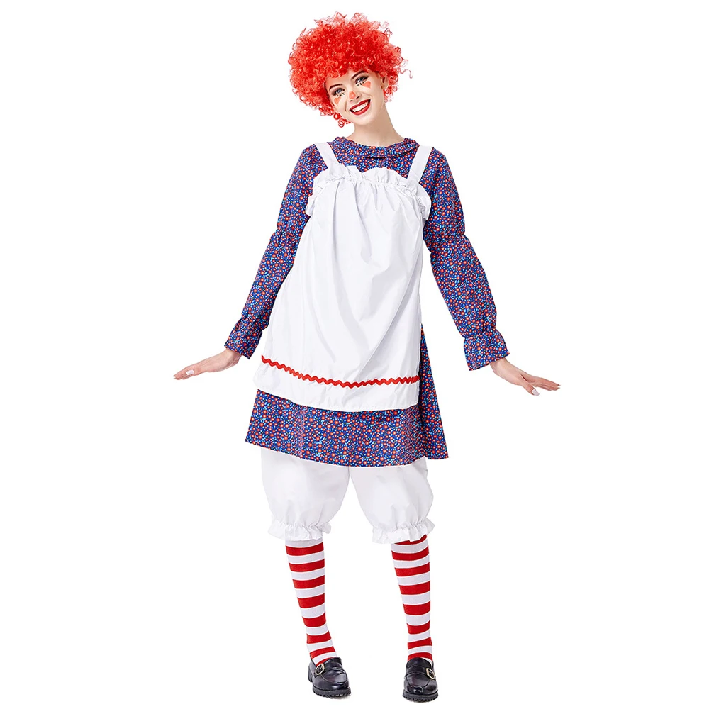 

Fantasia Purim Halloween Costumes for Women Teens Girls Muppet Rag Doll Girl Costume Candy House Cosplay Dress Bloomers