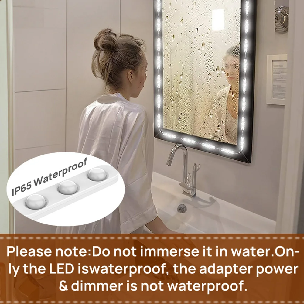 10FT LED Makeup Light Strip Dimmable USB Stick on Mirror Lights Waterproof Mirror Strip Lights for Makeup Vanity Table Bathroom