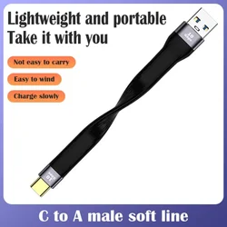 Ultra - Short USB - A to USB - C PD Fast Charging High - Speed Data Cable (Black)