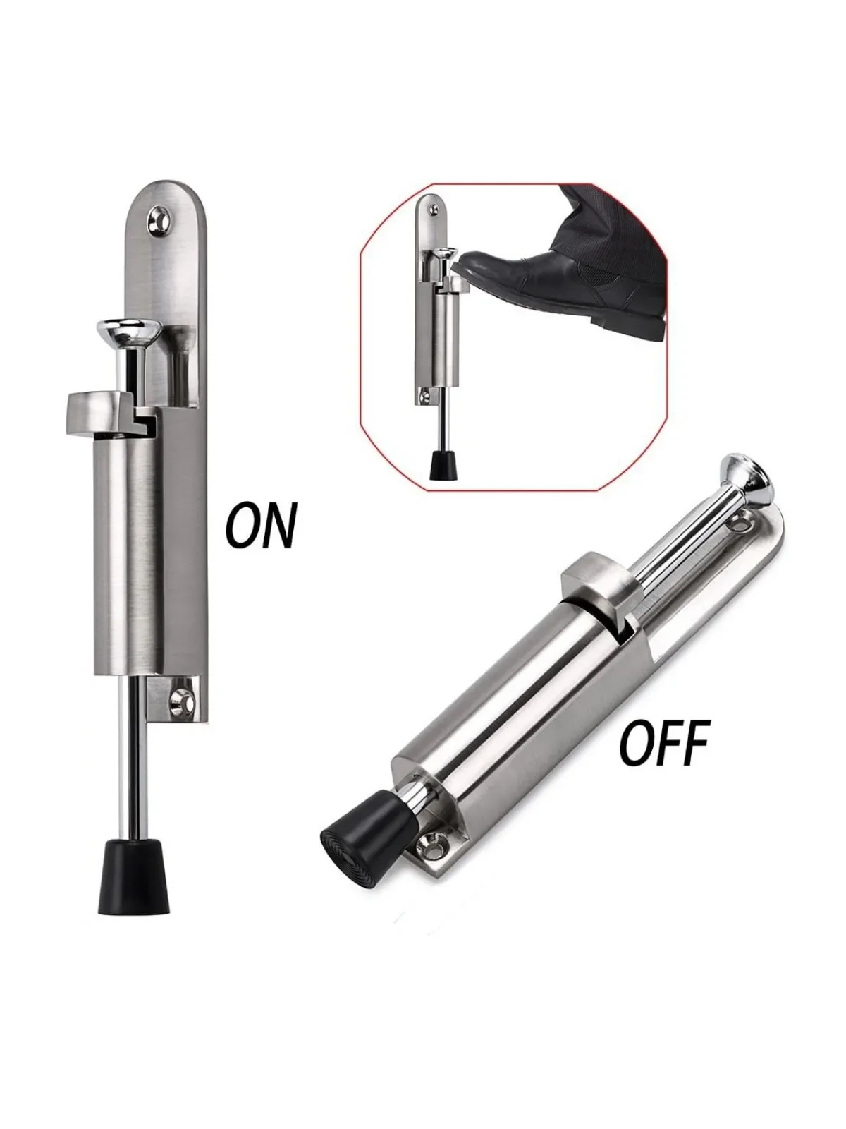Lower step door stop-stainless steel door stop, spring loaded telescopic step open/close, adjustable lock bracket