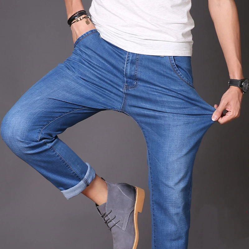 2023SummerClassicMenThinDenimJeansLightweightCottonElastic