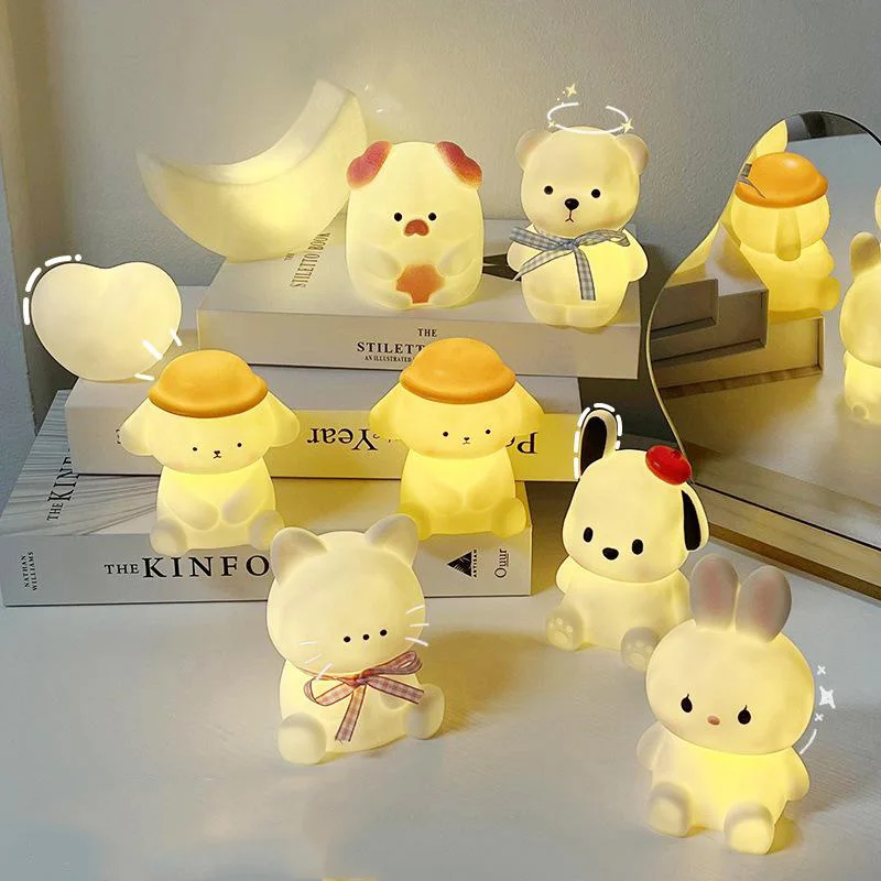 

Kawaii Sanrio Small Night Light Kuromi Accessories Cute Anime Bedroom Bedside Sleeping Lamp Teenage Heart Toys for Girls Gift
