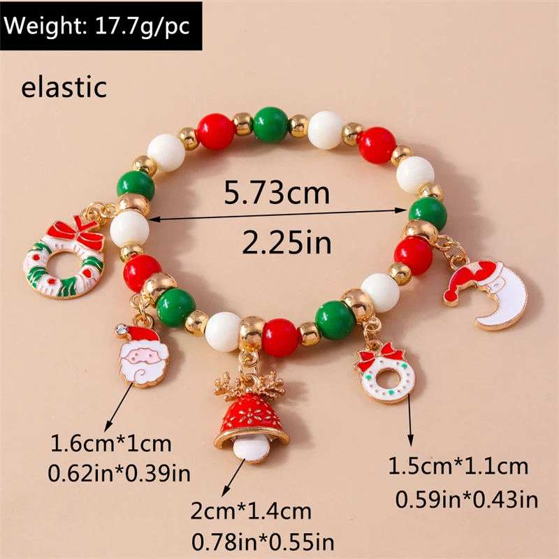 Mode handgemachte Perlen Armband Weihnachtsbaum Glocke Hirsch Anhänger Armband für Frauen Mädchen Freundschaft Party Urlaub Schmuck Geschenke – Detail 12