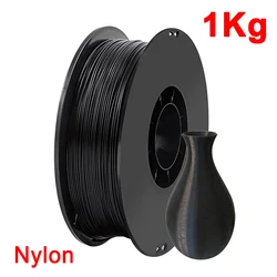Premium White Nylon 3D Printer Filament - High Tensile Strength & Flexibility, Available in Multiple Weights (Nylon Black 1Kg)