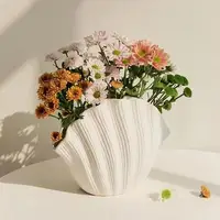 Ceramic Vase Sea Shell Shape Floral Arrangement Accessories Shell Flower Vase Room Terrarium Decoration Home Tabletop Ornaments 1