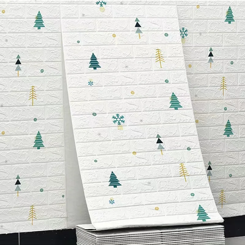 Roll of 1M 3D Brick Pattern Wall Stickers Bedroom Decoration Waterproof Self-adhesive Cartoon Cute Wallpaper Living Room Kitchen