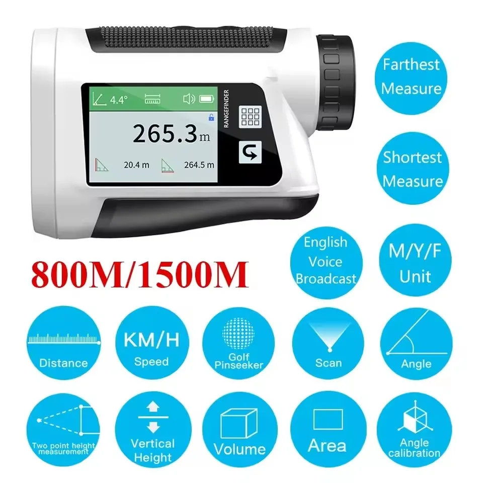 Laser Rangefinder Monocular Telescope 600M-1500M for Golf Hunting Distance Meter with Slope Correction Flag Lock