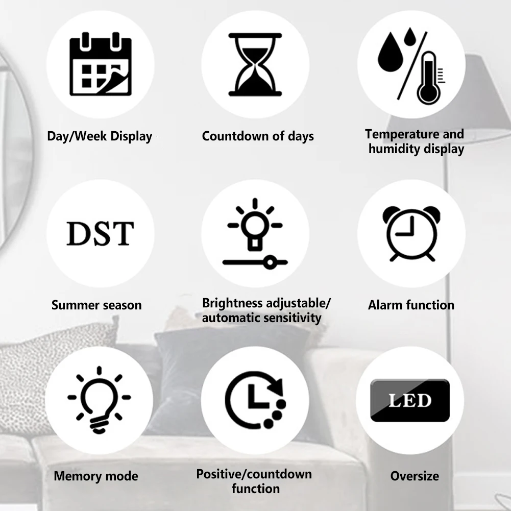 Led Digital Wall Clock 12/24h Adjustable Brightness Temperature Humidity Display Table Alarm Clock Home Decor Wall Clocks digital wall clock
