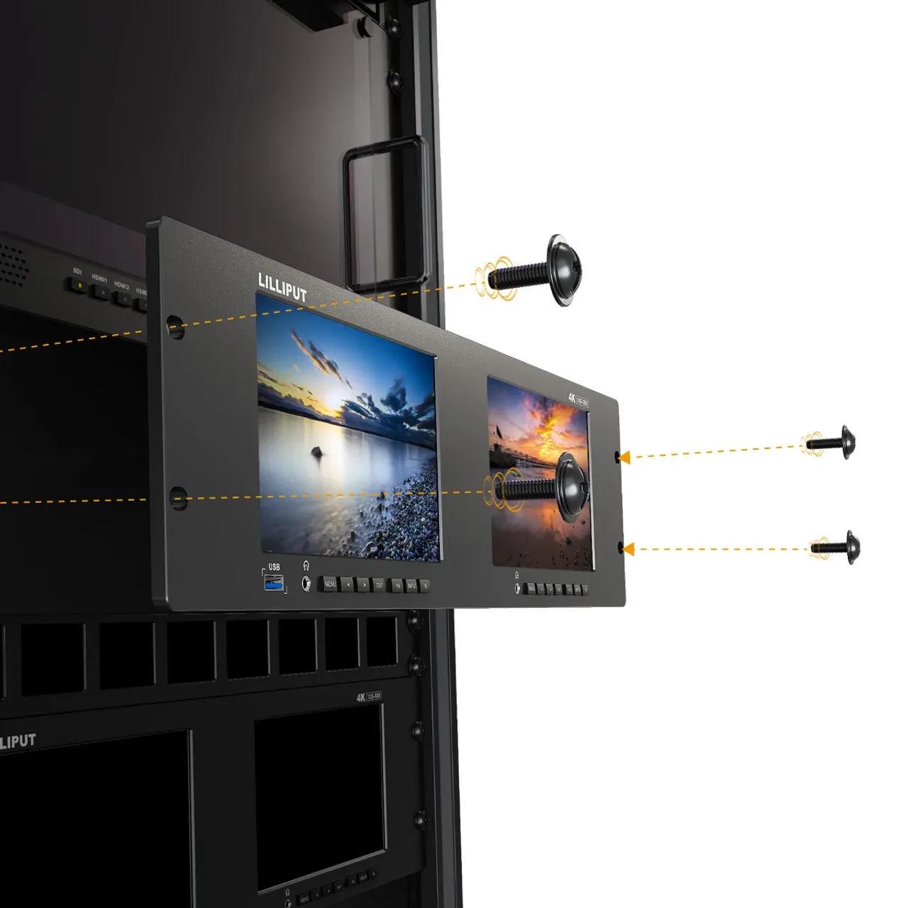 LILIIPUT RM7026-12G Dual 7 inch 3RU rackmount 12G SDI monitor