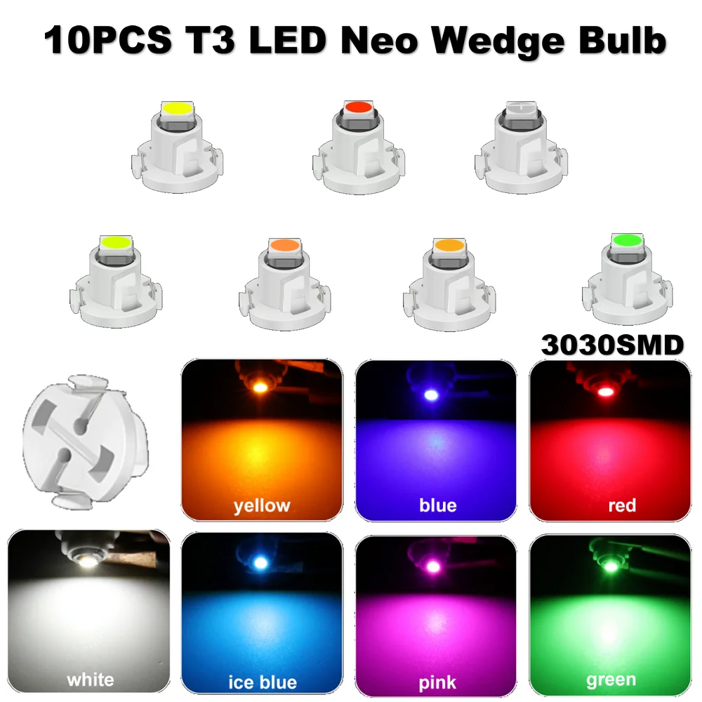 10 шт. T3 LED T4.2 T4.7 светодиодная лампа Canbus 3030SMD салон ...