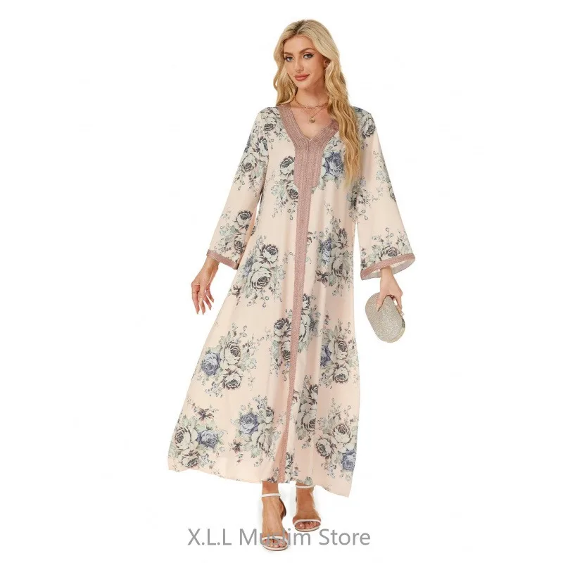 Fashion Ramadan Robe Femme Musulmane Abaya Women Dresses Dubai Kaftan Kebaya  Modest Maxi Dress Women's Prayer Clothes For Party