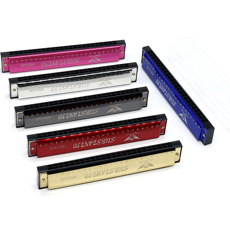 Chromatic Harmonica Diatonic Harmonica Kids Harmonica 24 Holes Professional Harmonica Metal Harmonica Key of C With Case Mouth Metal Organ For Beginners Musical Instruments