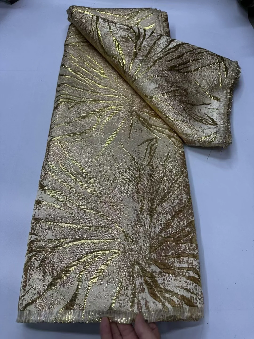 African Brocade Jacquard Lace Fabric 2026 High Quality Lace 5 Yards Net Lace French Gilding Lace Fabric For Wedding Party Dress
