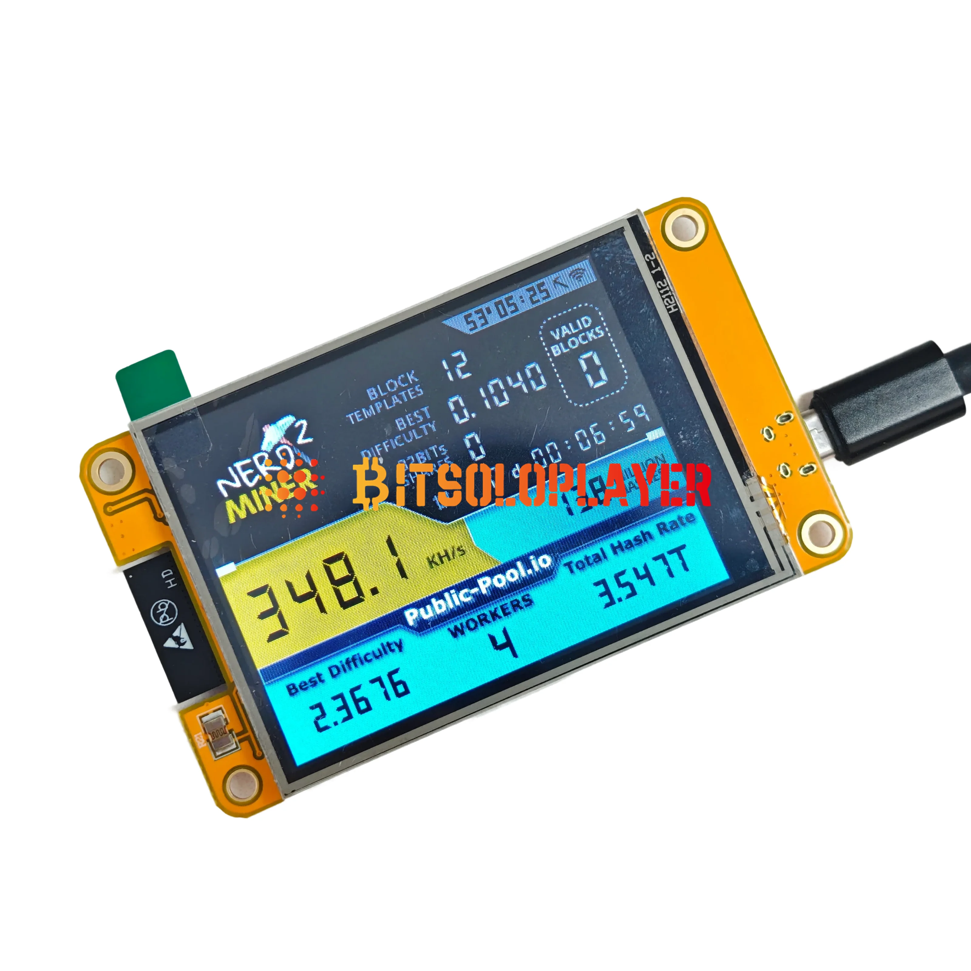 nerd NerdMiner V2 350kh/s 2.8 Inch Display BTC Solo Lottery Nerd