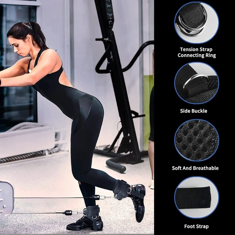 

Регулируемые мягкие фитнес-кольца D-образные ремни на щиколотке манжеты для тренировок по поднятию тяжестей