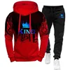 Autumn winter Spring Men's Sports Suit King Printed Tracksuit mens Clothing Hoodie+Sweatpants Fashion 2Pcs Set Jogging 4
