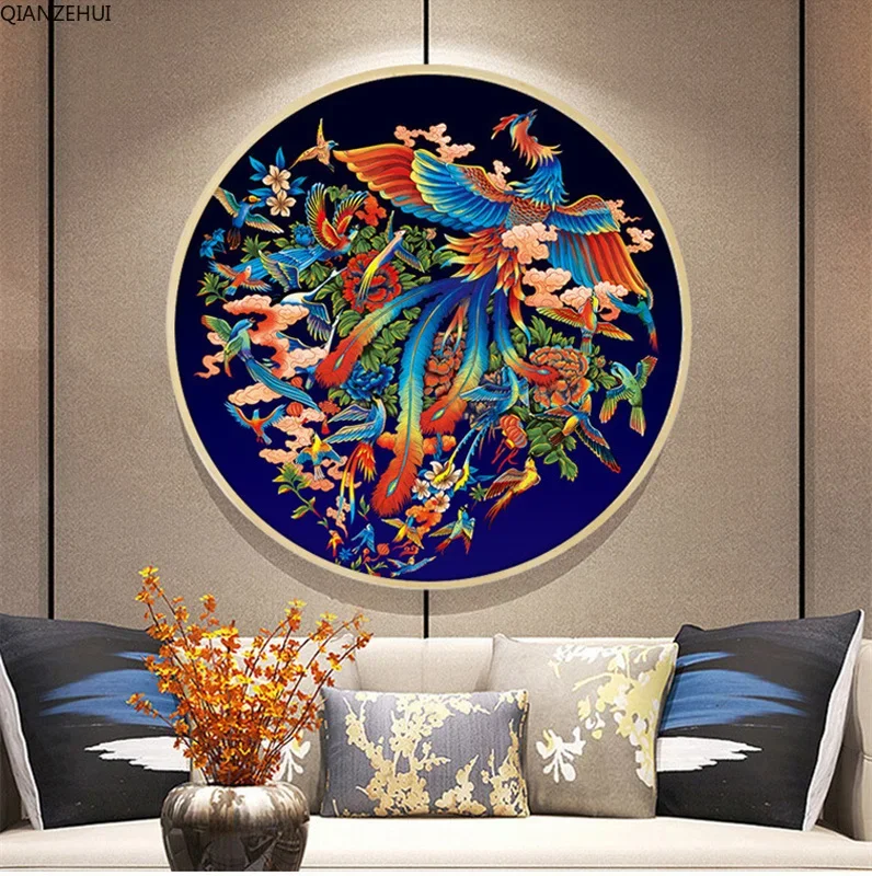 QIANZEHUI Needlework,DIY Peacock living room small flower Cross stitch,Sets For Embroidery kit Full embroidery Cross-Stitching