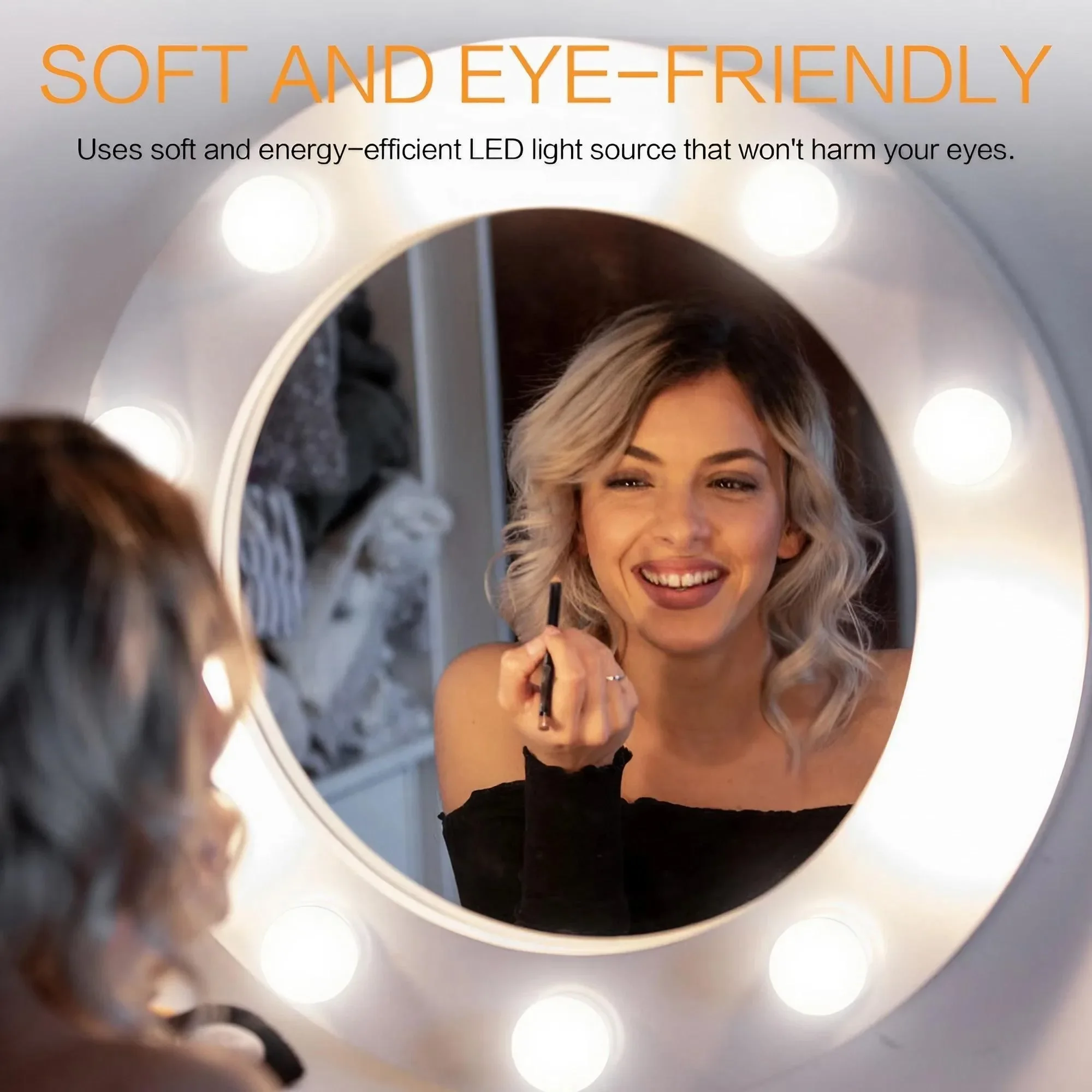 Multi-functional USB Touch LED Cosmetic Mirror Light with Suction Cup Suitable for Dressers, Bathrooms, Closets, Etc